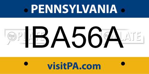 IBA56A Pennsylvania License Plate