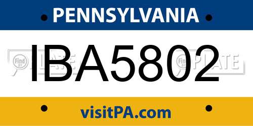 IBA5802 Pennsylvania License Plate