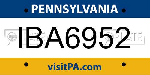 IBA6952 Pennsylvania License Plate