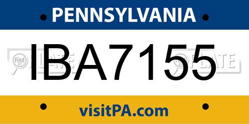IBA7155 Pennsylvania License Plate