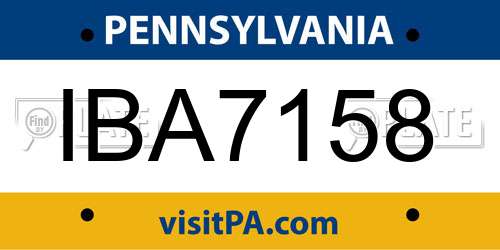 IBA7158 Pennsylvania License Plate