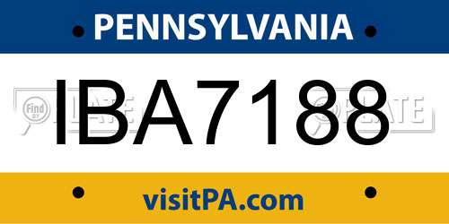 IBA7188 Pennsylvania License Plate
