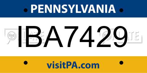 IBA7429 Pennsylvania License Plate