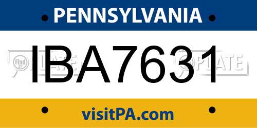 IBA7631 Pennsylvania License Plate