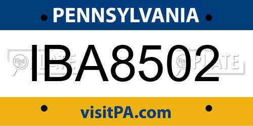 IBA8502 Pennsylvania License Plate