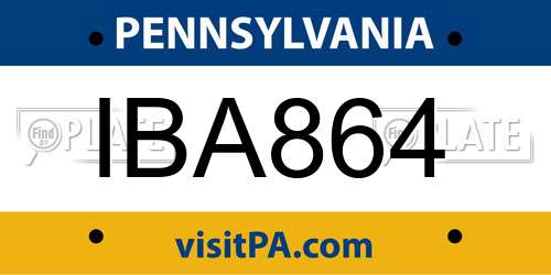 IBA864 Pennsylvania License Plate