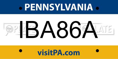 IBA86A Pennsylvania License Plate