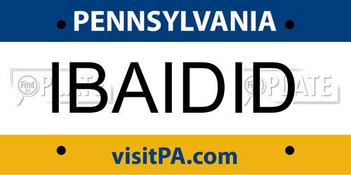 IBAIDID Pennsylvania License Plate