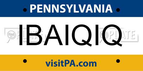 IBAIQIQ Pennsylvania License Plate