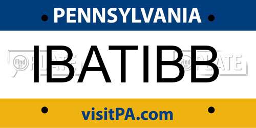 IBATIBB Pennsylvania License Plate