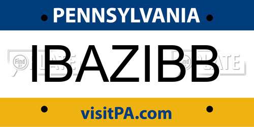 IBAZIBB Pennsylvania License Plate
