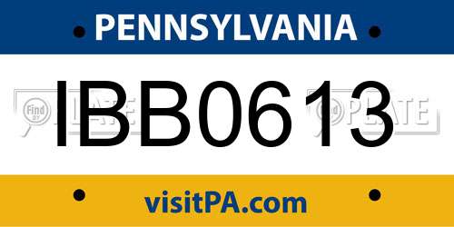 IBB0613 Pennsylvania License Plate