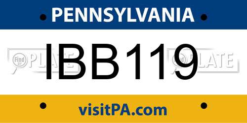 IBB119 Pennsylvania License Plate