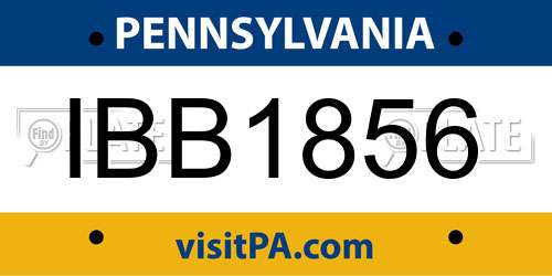 IBB1856 Pennsylvania License Plate