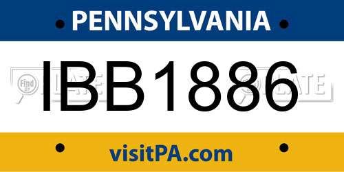 IBB1886 Pennsylvania License Plate
