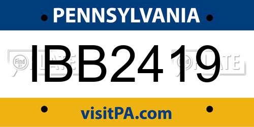 IBB2419 Pennsylvania License Plate
