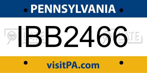 IBB2466 Pennsylvania License Plate