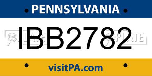 IBB2782 Pennsylvania License Plate