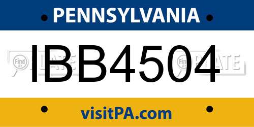 IBB4504 Pennsylvania License Plate