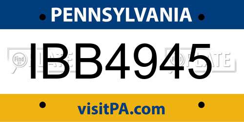 IBB4945 Pennsylvania License Plate