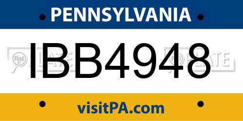 IBB4948 Pennsylvania License Plate