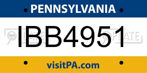 IBB4951 Pennsylvania License Plate