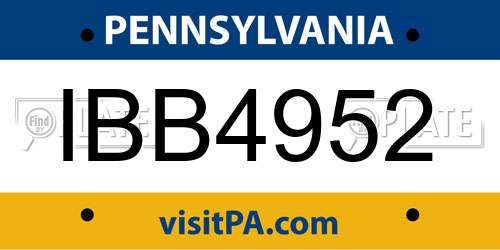 IBB4952 Pennsylvania License Plate