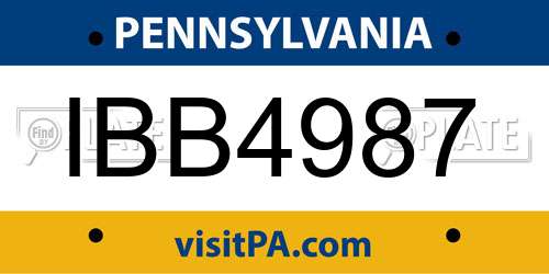 IBB4987 Pennsylvania License Plate