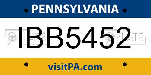 IBB5452 Pennsylvania License Plate