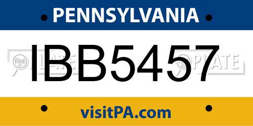 IBB5457 Pennsylvania License Plate