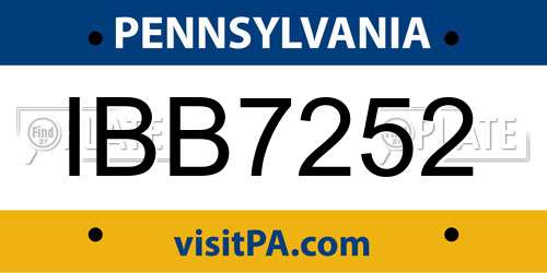 IBB7252 Pennsylvania License Plate