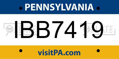 IBB7419 Pennsylvania License Plate