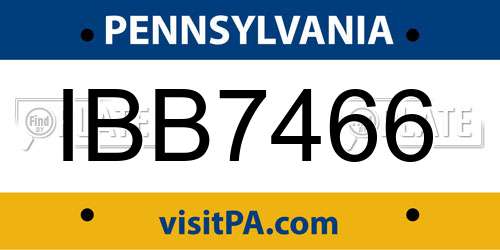 IBB7466 Pennsylvania License Plate