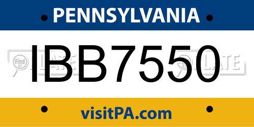 IBB7550 Pennsylvania License Plate