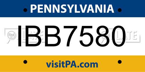 IBB7580 Pennsylvania License Plate