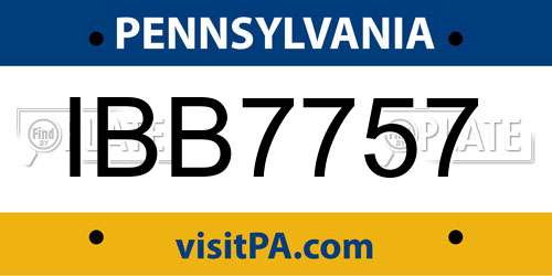 IBB7757 Pennsylvania License Plate