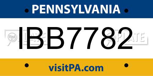 IBB7782 Pennsylvania License Plate