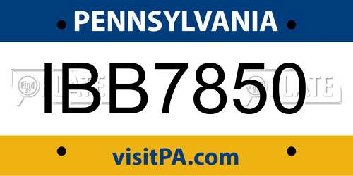 IBB7850 Pennsylvania License Plate