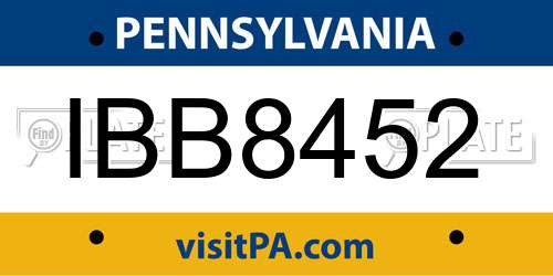 IBB8452 Pennsylvania License Plate