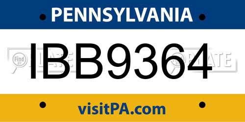 IBB9364 Pennsylvania License Plate