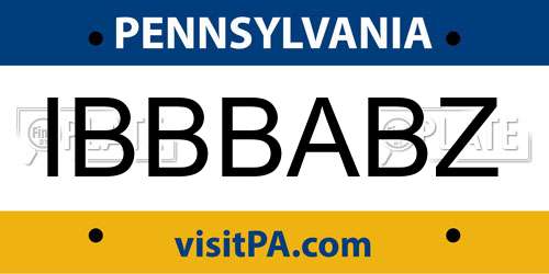 IBBBABZ Pennsylvania License Plate