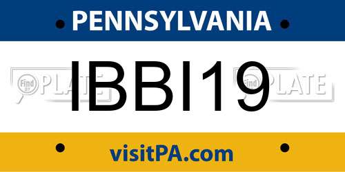 IBBI19 Pennsylvania License Plate