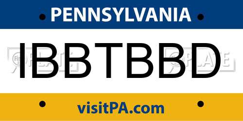 IBBTBBD Pennsylvania License Plate
