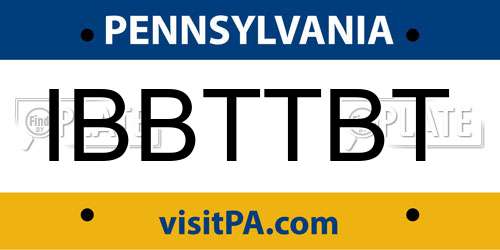 IBBTTBT Pennsylvania License Plate