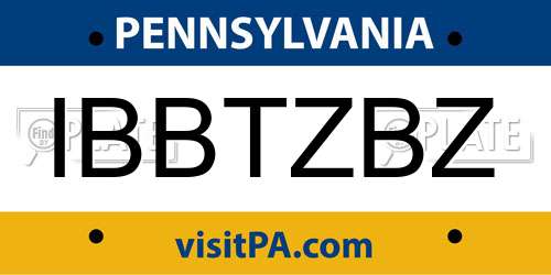 IBBTZBZ Pennsylvania License Plate