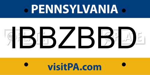 IBBZBBD Pennsylvania License Plate