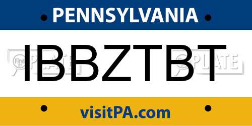 IBBZTBT Pennsylvania License Plate