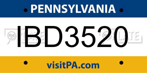 IBD3520 Pennsylvania License Plate