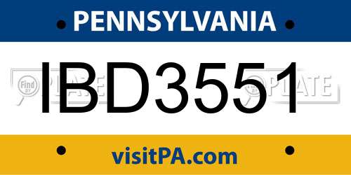 IBD3551 Pennsylvania License Plate
