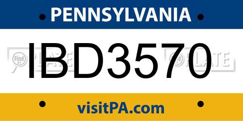 IBD3570 Pennsylvania License Plate